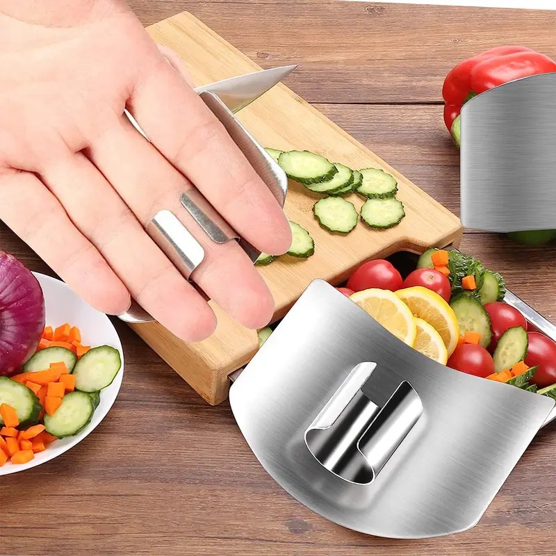 Kitchen Gadgets Cutting Tools - Protecteur de doigts en acier inoxydable,